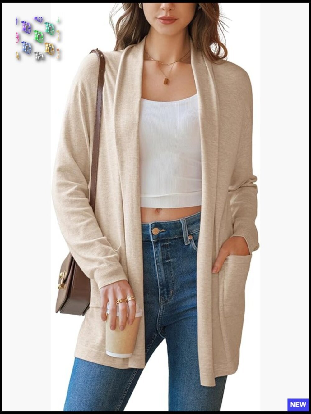 Wool Blend Business Casual Lightweight Open Front Cardigan Sweater with Pockets